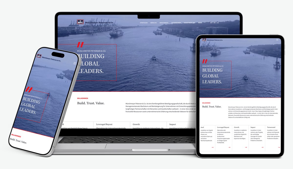 Corporate Website der Münchmeyer Petersen & Co. Holding für MPC Münchmeyer Petersen & Co.